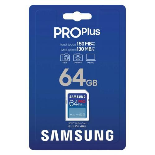 Card de Memorie SDXC Samsung, PRO Plus, 64GB, MB-SD256S/EU, Clasa U1, V10, pana la 120MB/S