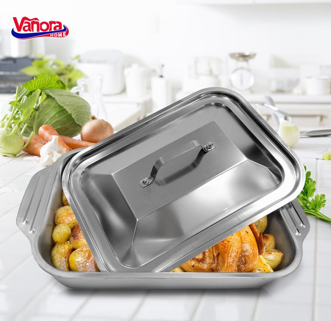 TAVA INOX CU CAPAC 36.5x22x7 CM, ZIRA, VANORA HOME