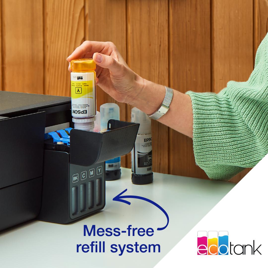 Imprimanta inkjet color CISS Epson L1230, dimensiune A4, viteza max 33ppm alb-negru, 15ppm color, rezolutie printer 5760x1440dpi, alimentare hartie 100 coli, imprimare fara margini, interfata: USB 2.0, consumabile: 103 ecotank Black, Cyan, Magenta, Yellow