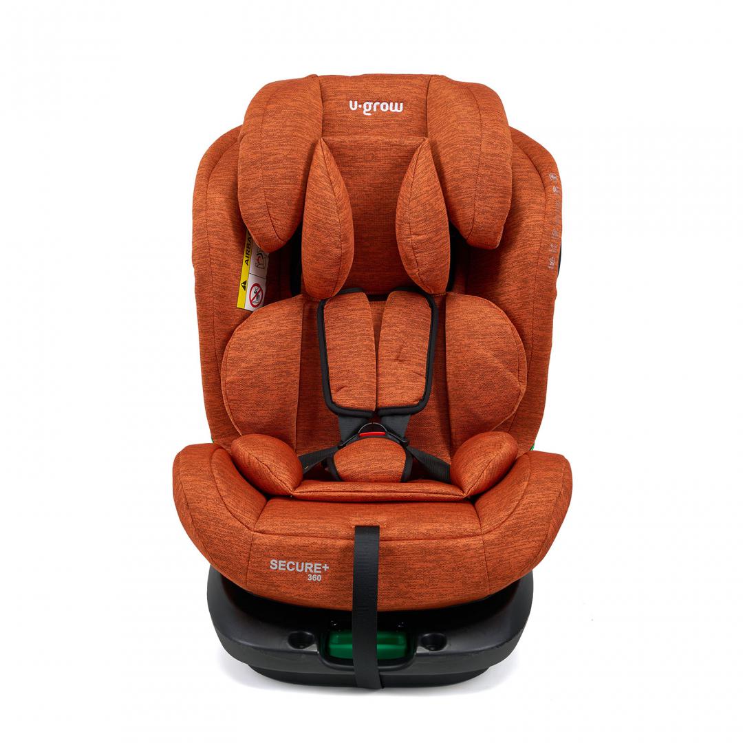 RESIGILAT | Scaun auto 40-150 cm , rear facing / forward facing , rotativ 360 grade , 5 pozitii de ajustare pe spate , 10 pozitii de ajustare a tetierei pe inaltime, Caramiziu, U-Grow U-GROW