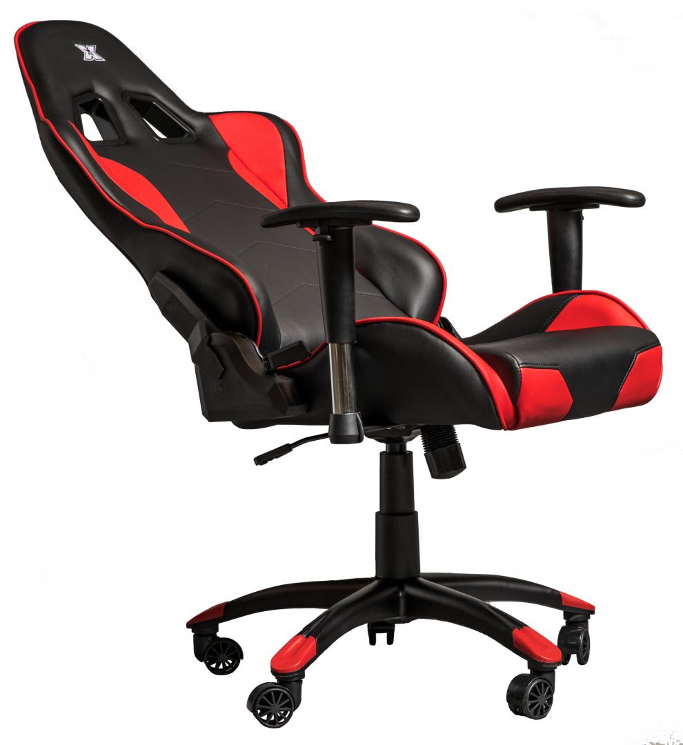 RESIGILAT | Scaun gaming X by Serioux, Torin, ajustabil, piele sintetica, piston pe gaz, manere reglabile, baza stea cu 5 picioare, greutate maxima admisa 150Kg, perne detasabile, negru si rosu - imagine 3 - RESIGILAT