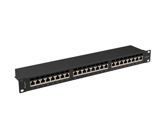 Patch panel 24 porturi 1U Cat.6A Ftp ng (Patch panel 24 porturi 1U 19" Cat.6A Ftp cu organizator cabluri)