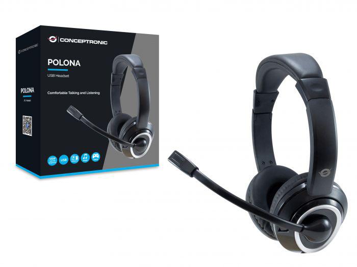 Conceptronic USB Headset POLONA01B (Casti Head-band Conceptronic Polona)