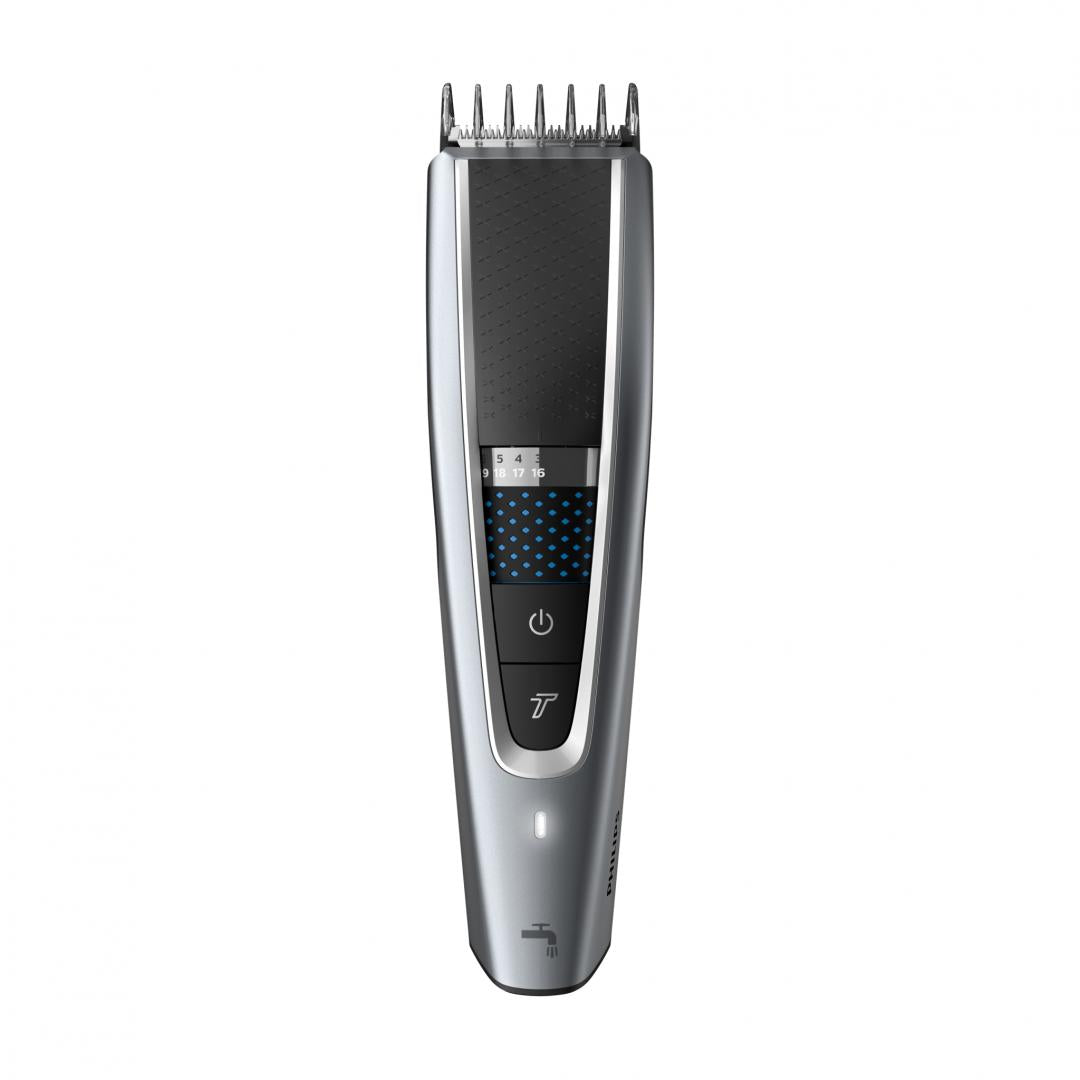 Aparat de tuns PHILIPS Hairclipper Seria 5000 HC5630/15, Acumulator, 90 min autonomie, Argintiu, L x A x I (mm) 69x193x224