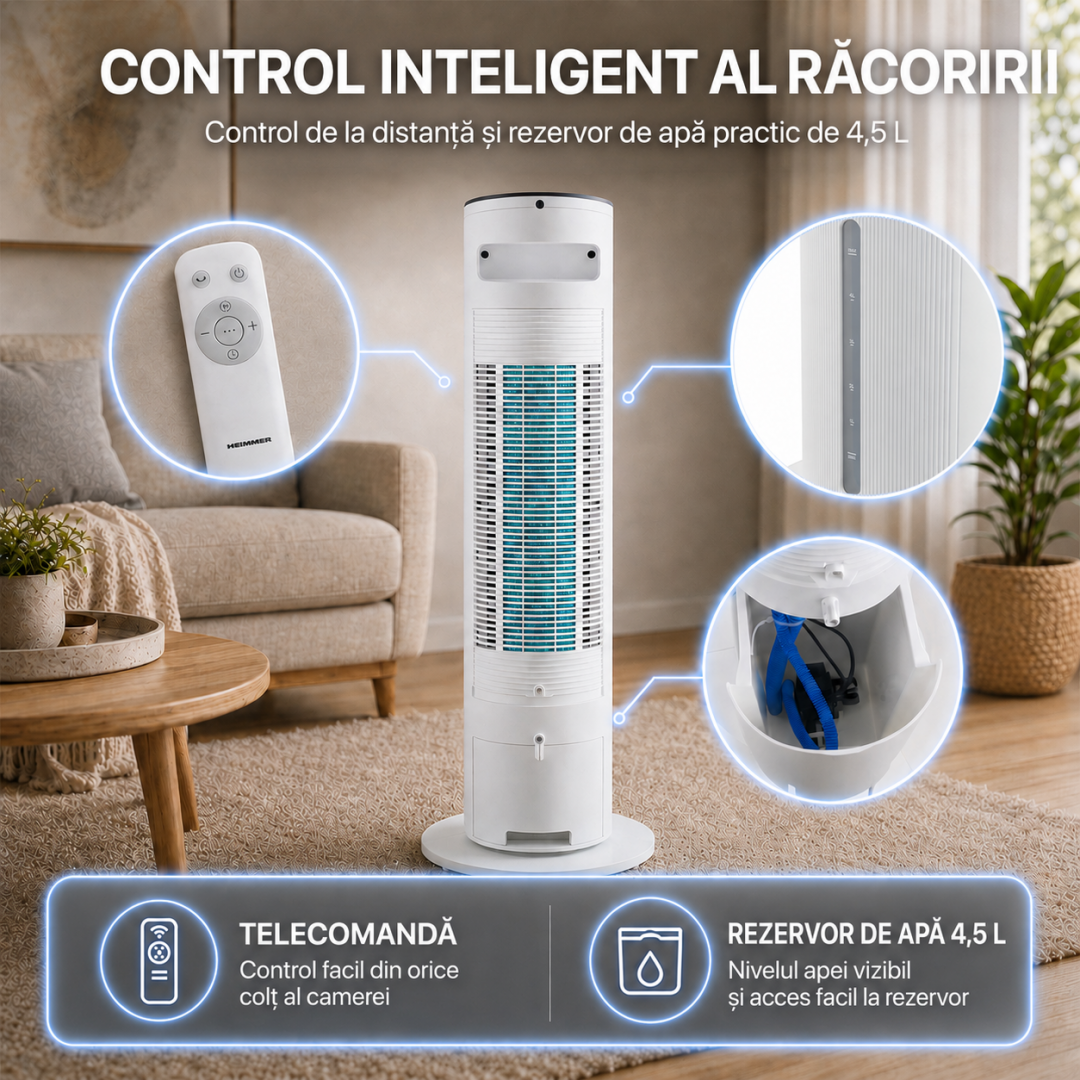 Ventilator Racire Heinner HACLP-MD43WH (ventilator cu Efect de Racire Prin Evaporare Heinner HACLP-MD43WH)