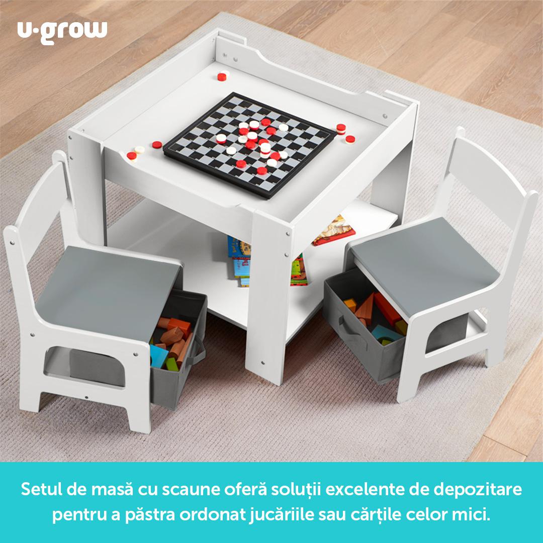 Set masuta si 2 scaune , alb MDF, U-Grow