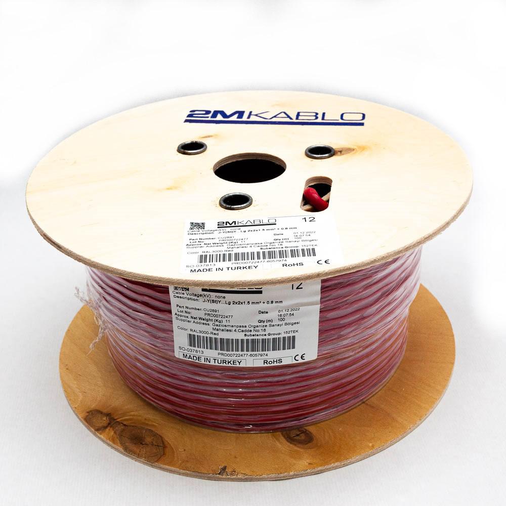 Cablu incendiu JY(St)YLg 2x2x1.5 MM Rosu ("Cablu incendiu JY(St)Y...Lg 2x2x1.5 MM² + 0.8 mmproducator 2M Kablo)