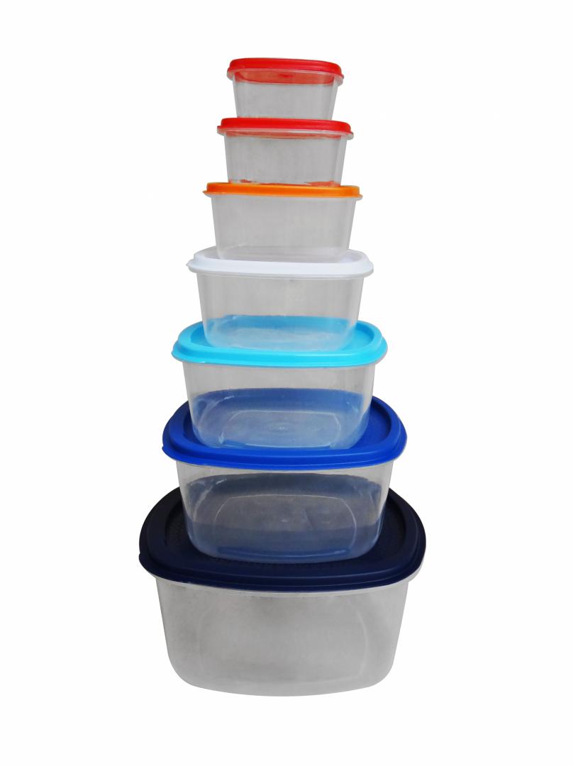 Set 7 Caserole Patrate cu Capace,plastic (set 7 Caserole Patrate cu Capace)