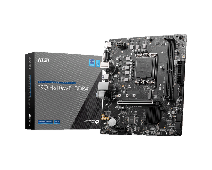 Resigilat - Placa de baza MSI PRO H610M-E LGA1700 DDR4 SPECIFICATIONS Model Name PRO H610M-E DDR4 CPU Support Supports 12th/ 