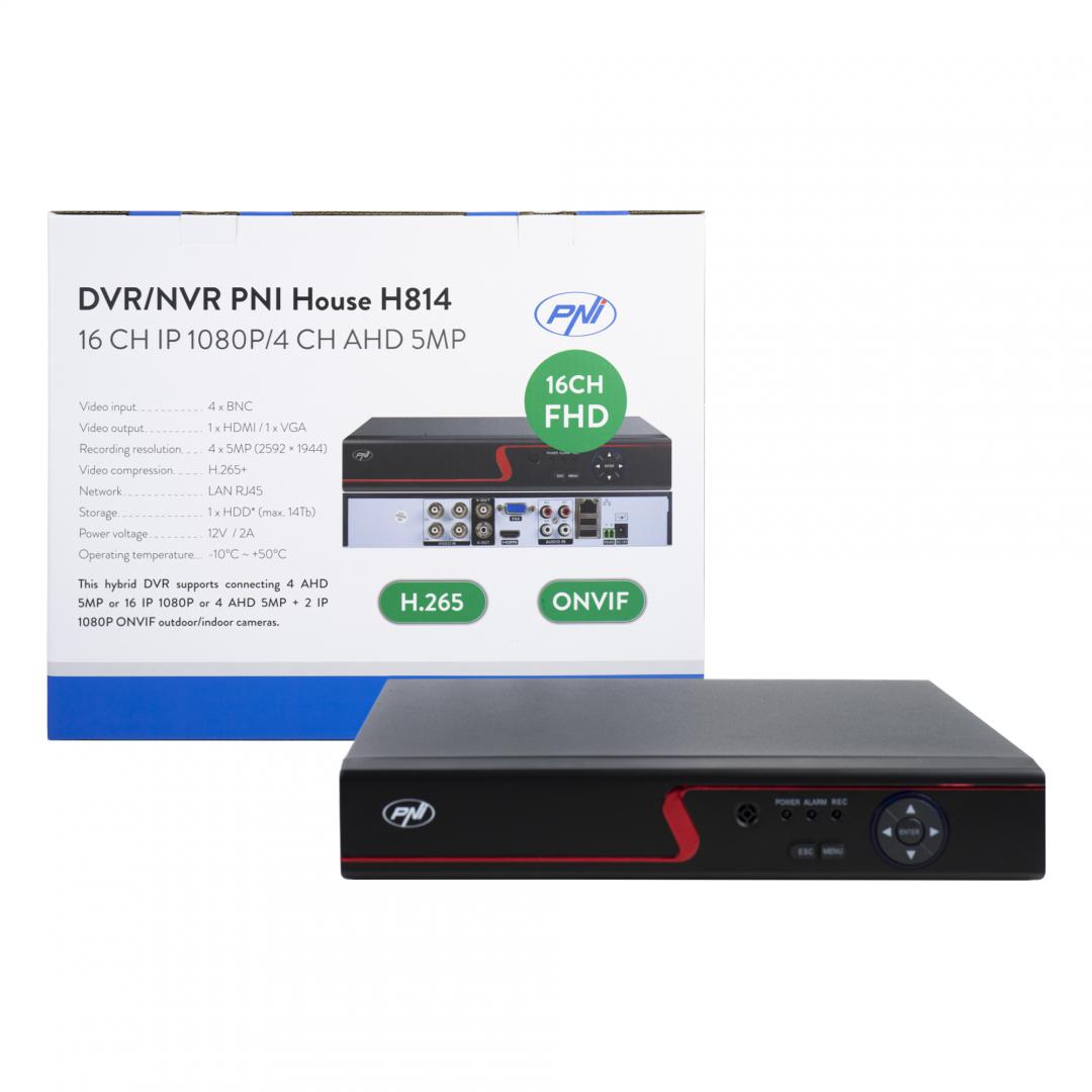 Pni DVR HOUSEH814 4 Canale 5MP (DVR / NVR Pni House H814 - 16 canale IP full HD 1080P sau 4 canale analogice 5MP)