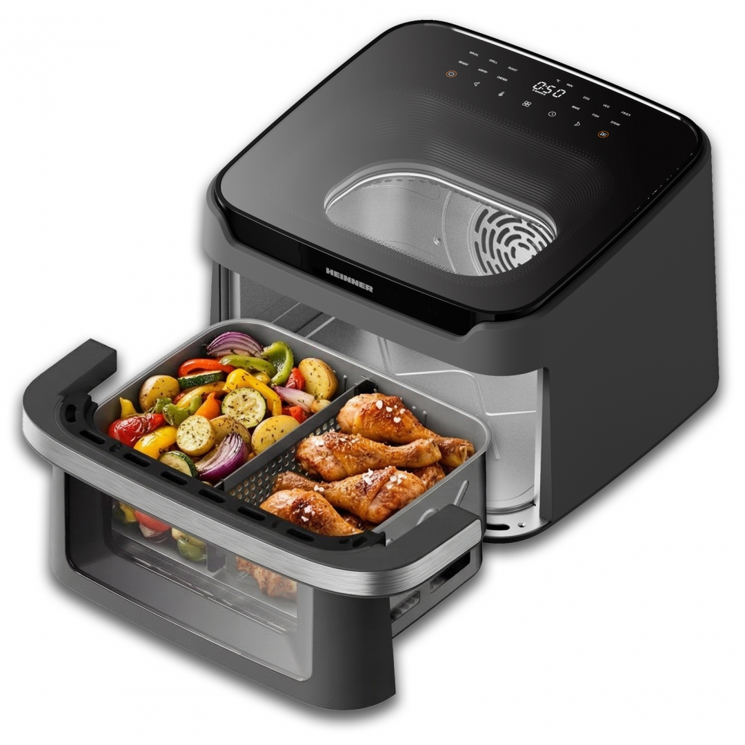 Friteuza Dubla Heinner HAF-C10DB22GREY (friteuza Dubla cu Aer Cald Heinner AirBake Revolution HAF-C10DB22GREY)