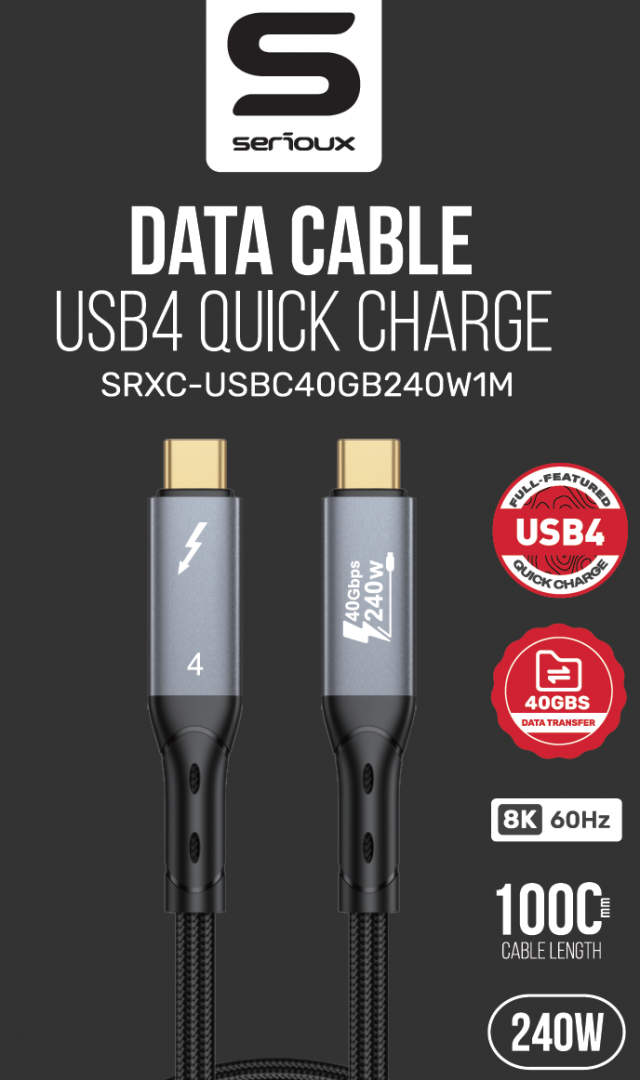CABLU SERIOUX USB-C TO USB-C  NEGRU