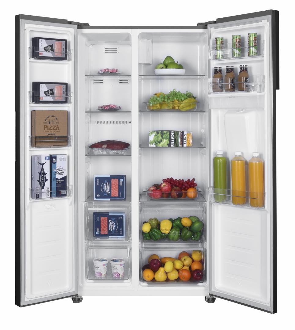 Side by Side HEINNER HSBS-H439NFXWDE++, No Frost, 439 L, Clasa E, Dozator apa, Aspect inox