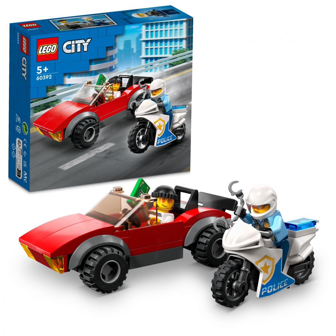 Politist pe Moto.urmarire Veh.lego 60392 (60392 Polițist pe motocicletă în urmărirea unei mașini)