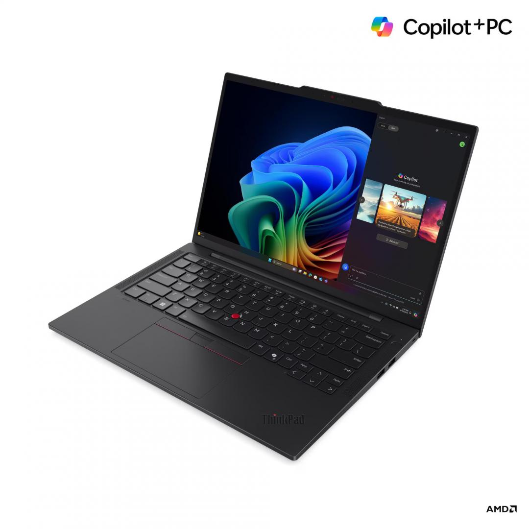 Laptop Business Lenovo ThinkPad T14s Gen 6 (AMD) Copilot+ PC, cu procesor Ryzen AI 7 PRO 360, 14'' IPS, 64 GB LPDDR5x, 1 TB SSD, AMD Radeon 880M, Windows 11 Pro, 3 ani Garantie