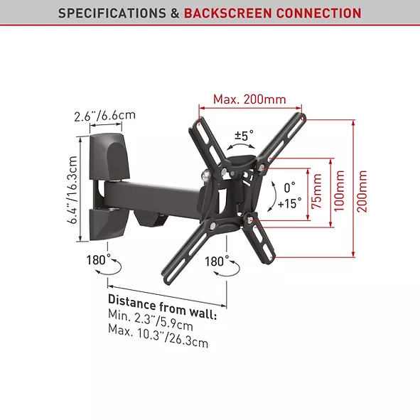Suport TV perete Barkan FM 13-43" 25kg