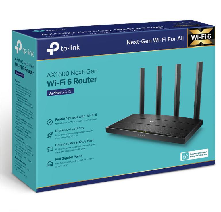 TP-Link TPL WI-FI 6 ROUTER AX1500 ARCHER AX12