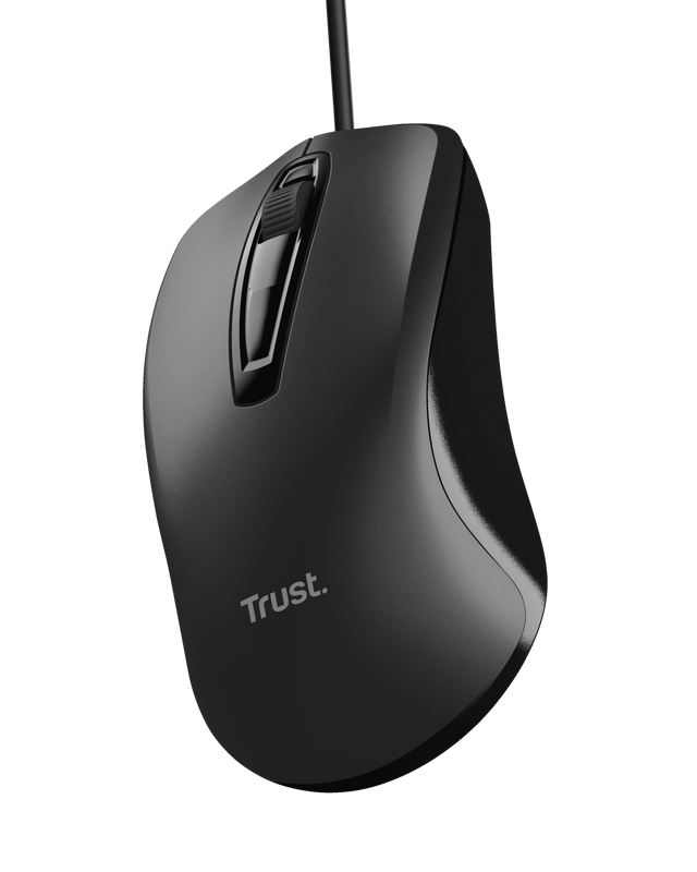 Mouse Trust cu fir optic, negru