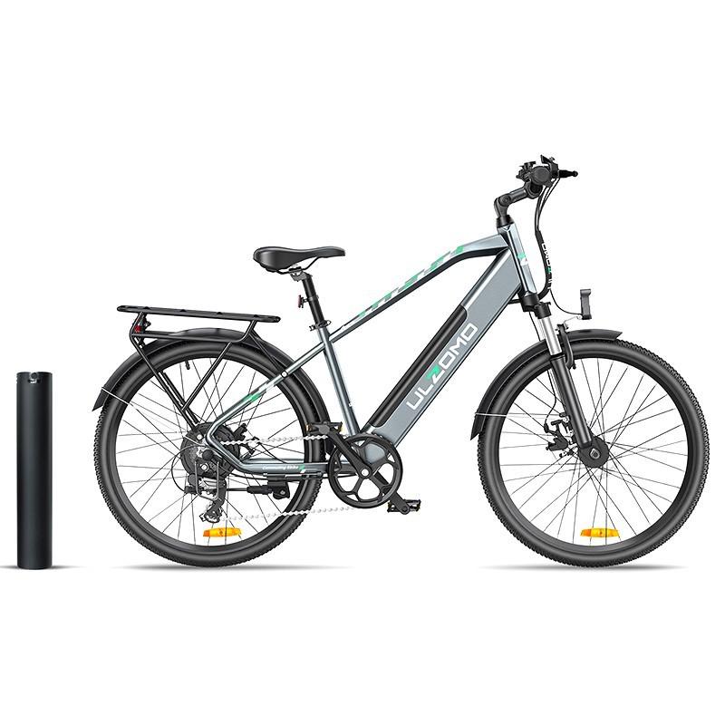 Bicicleta electrica Ulzomo Metro 26 E-bike, 250W, 36V 17Ah, autonomie 100km, viteza maxima 25km/h, Grey, 26''