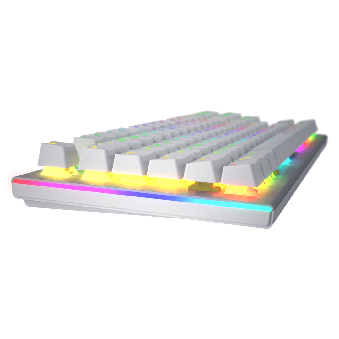 Tastatura mecanica cu fir Hator Gravity X TKL conectivitate USB, polling rate 1000Hz, iluminare RGB cu functia de a customiza fiecare tasta individual, tip switch HATOR Aurum Orange Linear rev.2.0, durata de viata switch 70M de clickuri, material taste AB