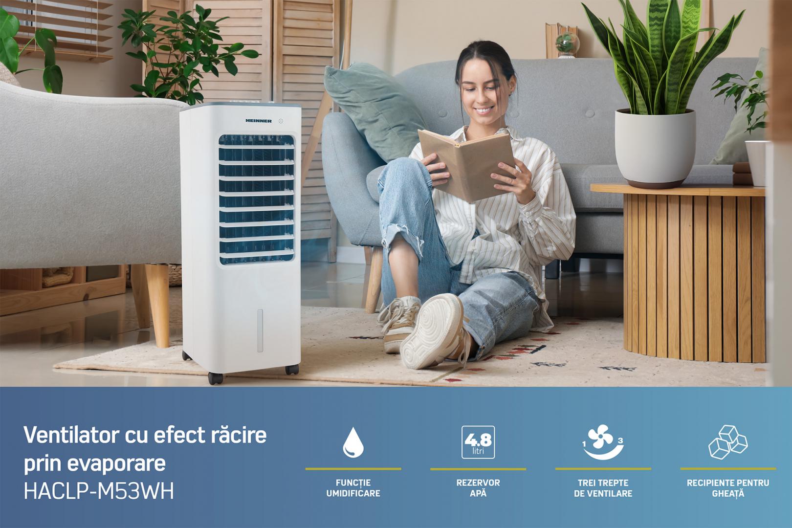 Ventilator Racire Heinner HACLP-M53WH (ventilator cu Efect de Racire Prin Evaporare Heinner HACLP-M53WH)