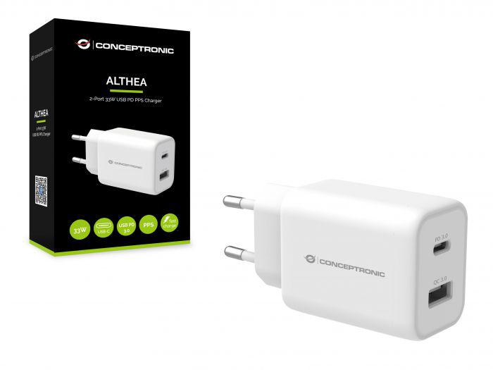 Conceptronic USB Charger ALTHEA11W (conceptronic ALTHEA11W 2-Port 33W Pps USB PD Charger)