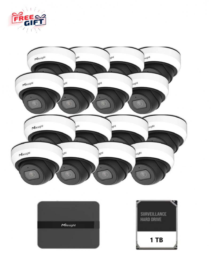 KIT16 MILESIGHT DOME 2MP NVR 16 CANALE