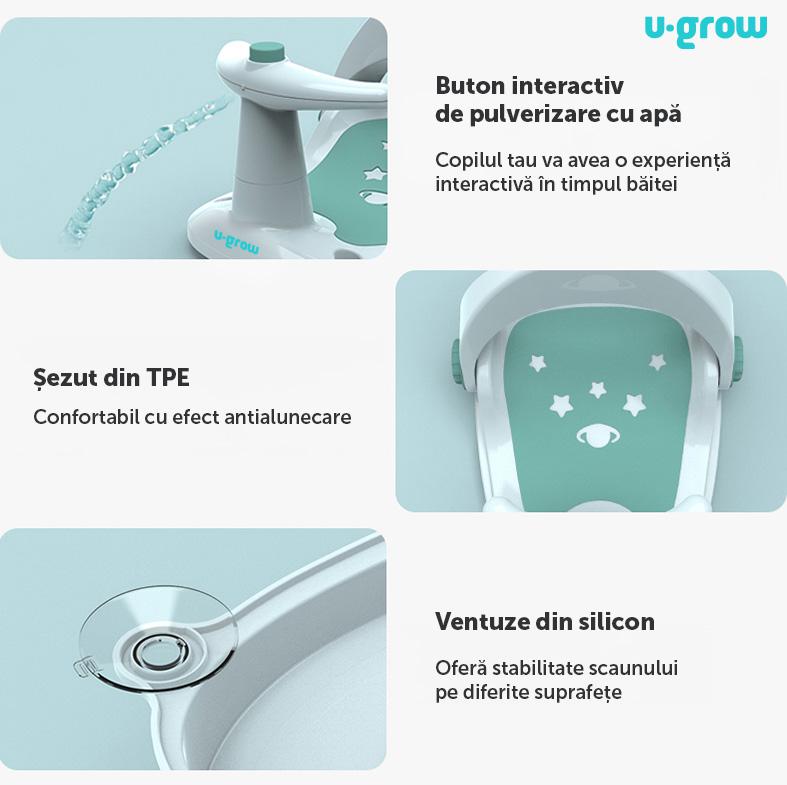 Scaun de baie bebe,reglabil,verde,U-Grow