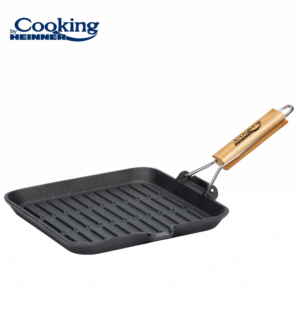 Tigaie Grill Fonta Maner Lemn DET.23X2CM (tigaie Grill Fonta Maner Lemn DET.23X2CM Cooking By Heinner)