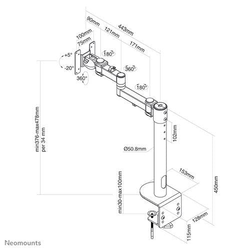 Neomounts Brat monitor ecrane curbate NM 10"-49" n