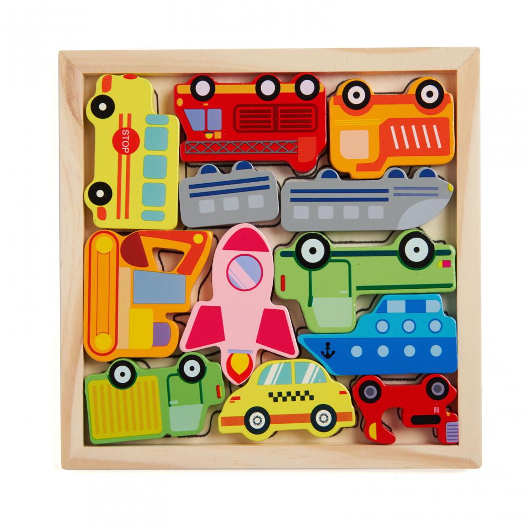 Puzzle din Lemn cu Masini, 12 Piese (puzzle din Lemn cu Masini)