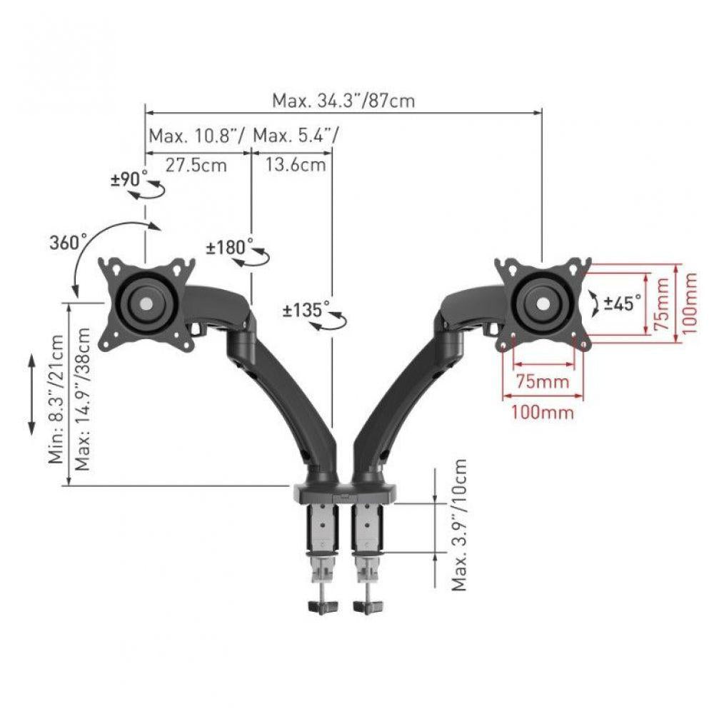Suport monitor Barkan FM 15-29", 18KG (Suport Monitor de Birou Dublu)