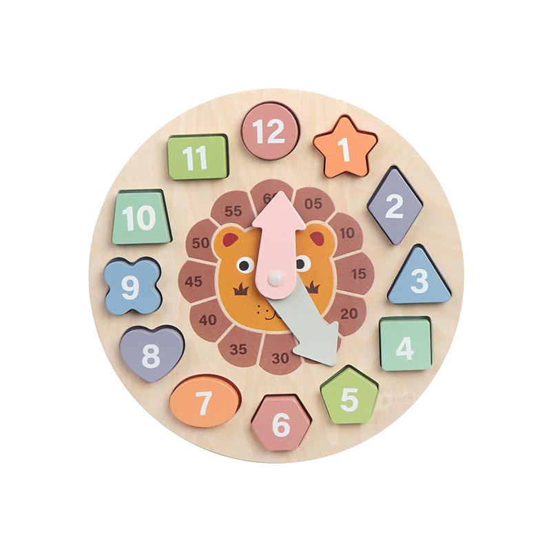Ceas Educativ din Lemn cu Forme Geometri (ceas Educativ din Lemn cu Forme Geometrice)