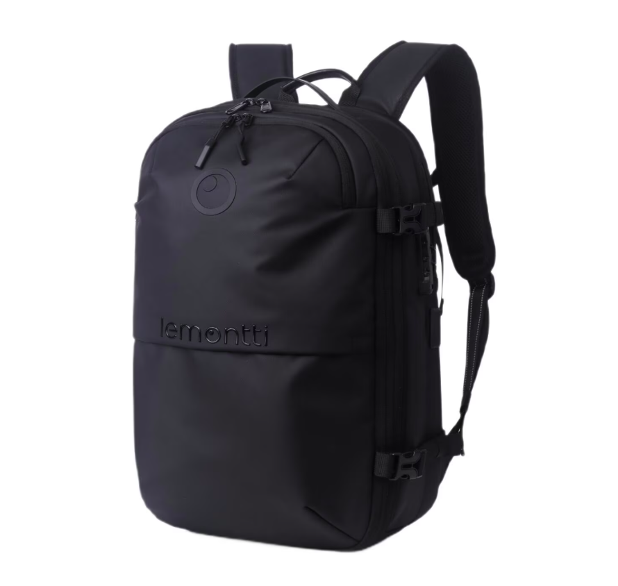 Lemontti Rucsac Smart Premium cu Vacuum si pompa vid 5 capete inclusa, 30-60L pentru cabina avion, impermeabil, doua mufe incarcare USB: USB-A si Type-C, extensie suplimentara, sistem antifurt, Negru