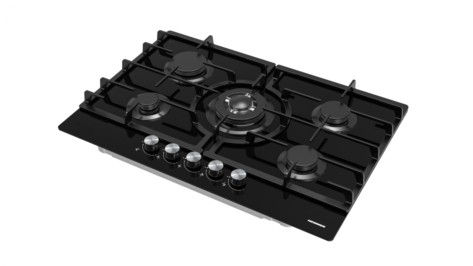 RESIGILAT | PLITA INCORPORABILA HEINNER HBH-M705IWFGBK, GAZ, 5 ARZATOARE, WOK, GRATAR FONTA, CONTROL FRONTAL, ARINDERE ELECTRICA, DISPOZITIV DE SIGURANTA, DUZE GPL INCLUSE, DIMENZIUNI (LXA): 75X51 CM, CULOARE: STICLA NEAGRA - imagine 2 - RESIGILAT