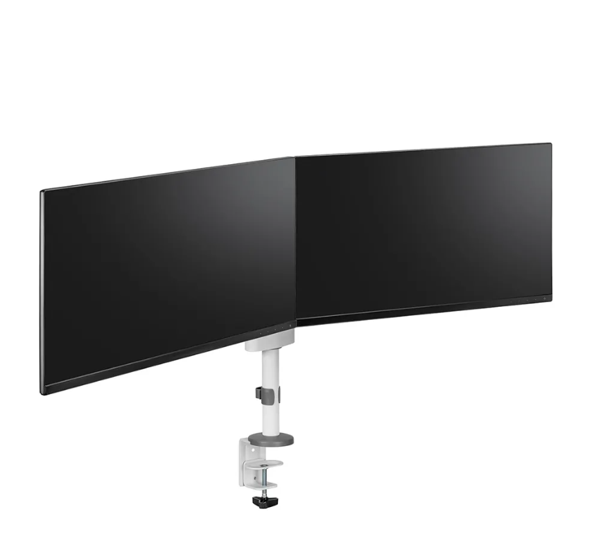Neomounts Suport dublu mon. birou NM 17"-27" alb