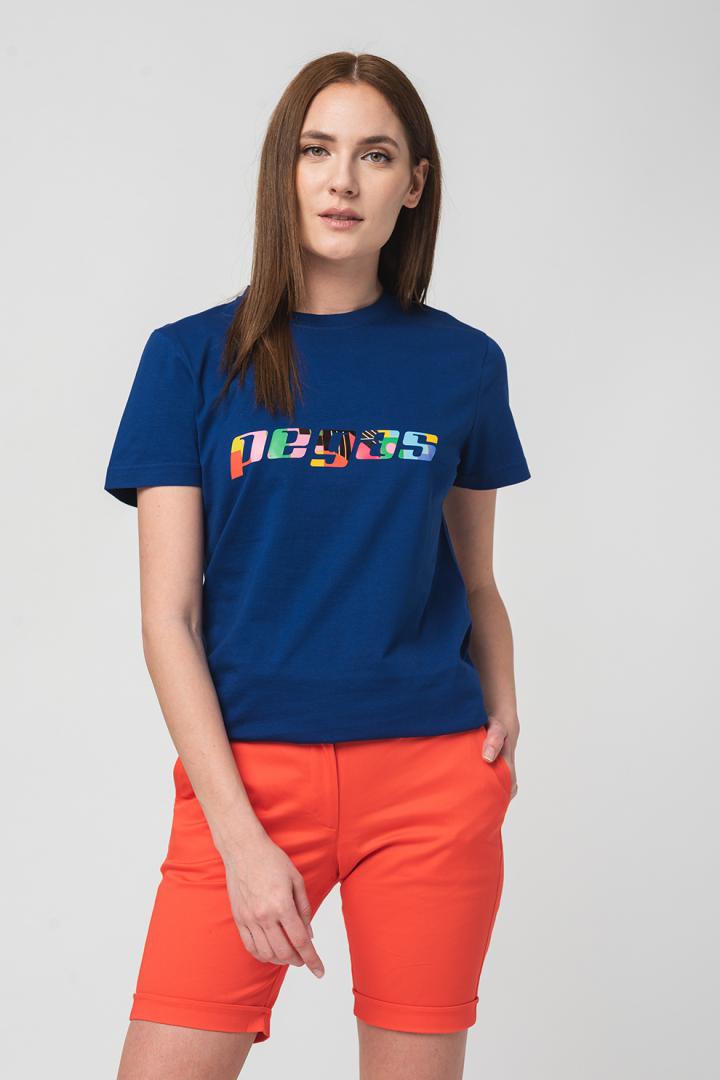 Pegas TRICOU  LOGO MULTICOLOR FEMEI  ROYAL BLU