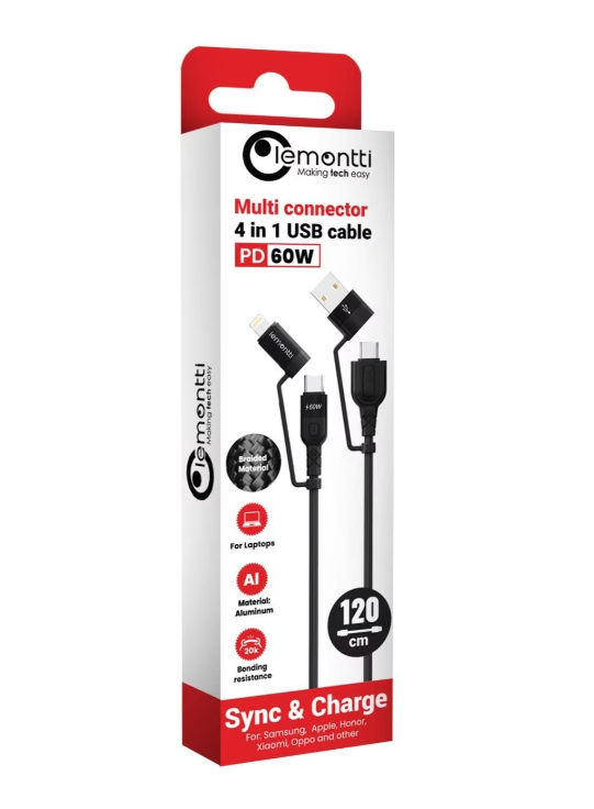 Cablu Audio Lemontti USB A&C-USB-C 1,2m