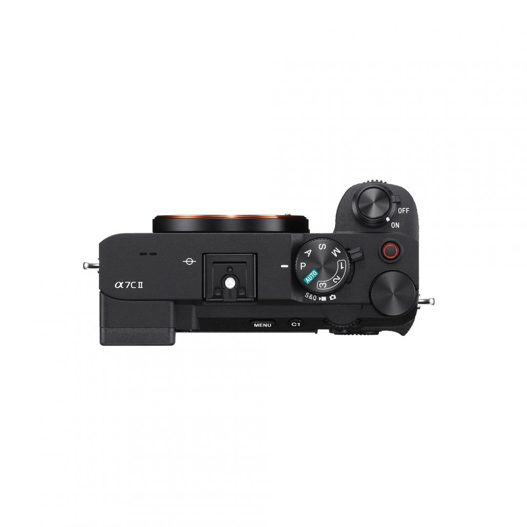 Body Aparat foto SONY Alphat 7C II Mirrorless, 33 MP, ISO 100-51.200 (Extins: 50-204.800), 1/8000s, 4K @59.94, SD/x1 Micro-HDMI/x1 USB-C, Rafala 10 cps, WiFi/Bluetooth, Senzor CMOS Exmor, Montura Sony FE, Negru