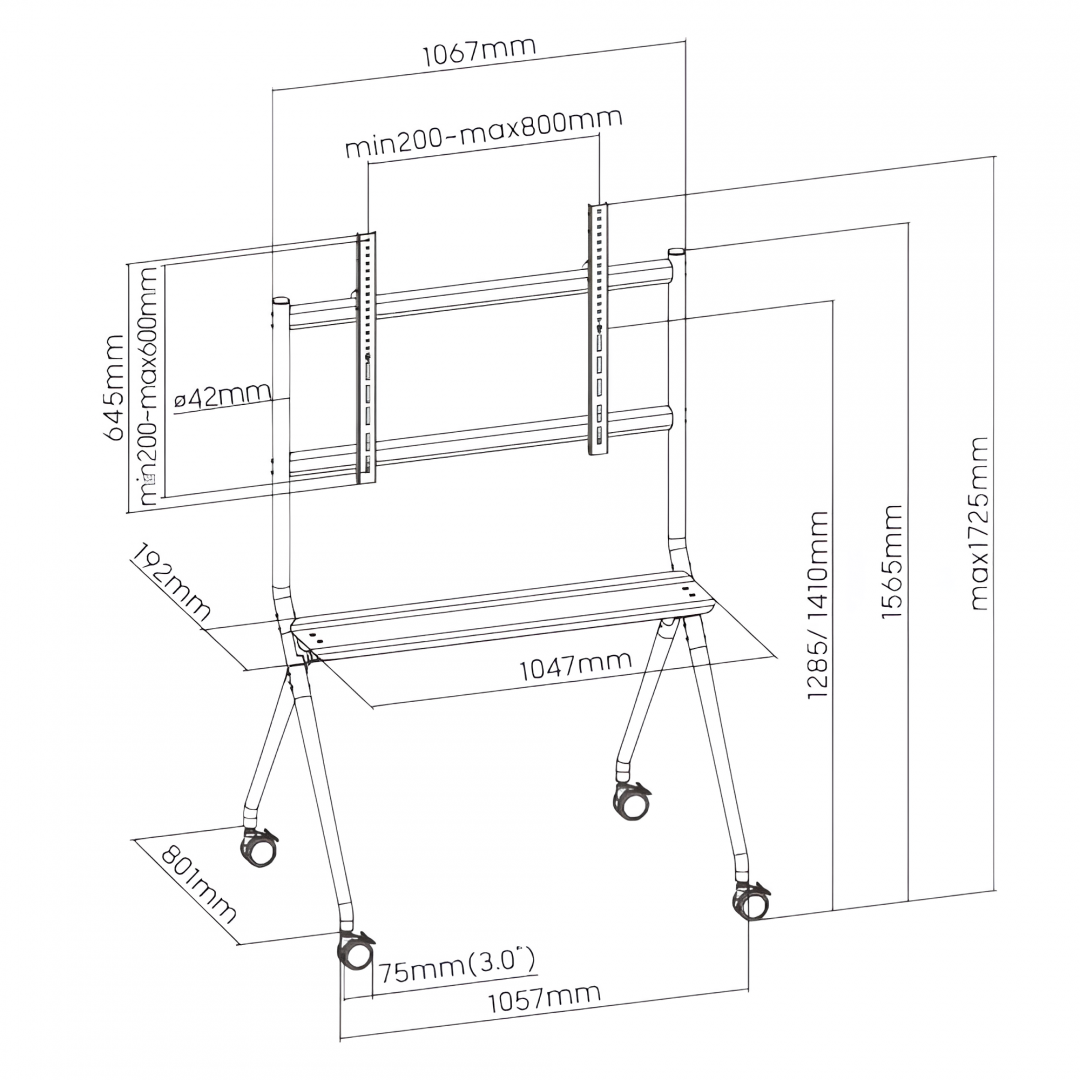 Stand TV Mobil Serioux TV15-68FW 50"-86" (Stand TV mobil Serioux TV15068FW)