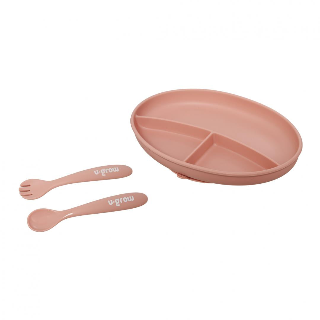Set farfurie&lingurita, roz, U-Grow