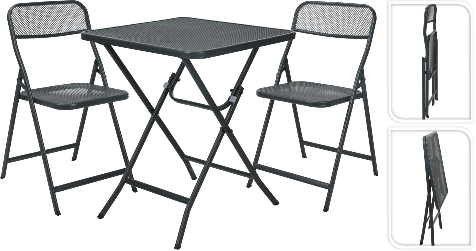 SET MOBILIER PLIABIL 3 PIESE, GRI