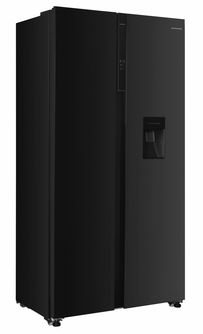 Side by Side HEINNER HSBS-H439NFBKWDE++, No Frost, 439 L, Clasa E, Dozator apa, Negru