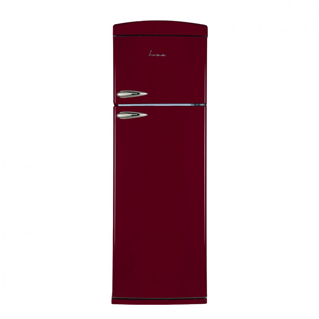 RESIGILAT | FRIGIDER CU DOUA USI FRAM FDD-VRR311BDF+, 311L (242+69), CLASA F, CONTROL MECANIC CU TERMOSTAT AJUSTABIL, LUMINA LED, RAFTURI DE STICLA, DEZGHETARE AUTOMATA FRIGIDER, BURGUNDY FRAM