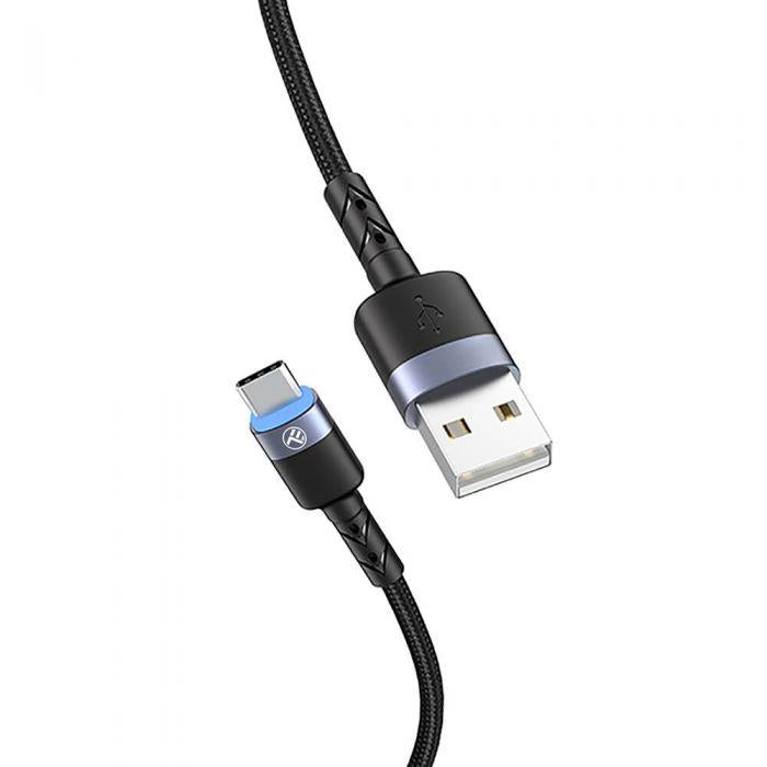 Cablu Tellur USB la Tip C  1.2m, negru (Cablu Tellur USB to Type-C cu LED)