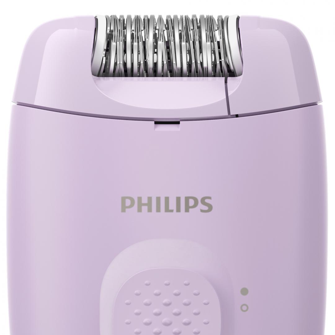 Epilator cu fir PHILIPS Seria 2000 BRE237/00, 1 viteza, 2 accesorii, Retea, Lila, L x A x I (mm) 110x40x145