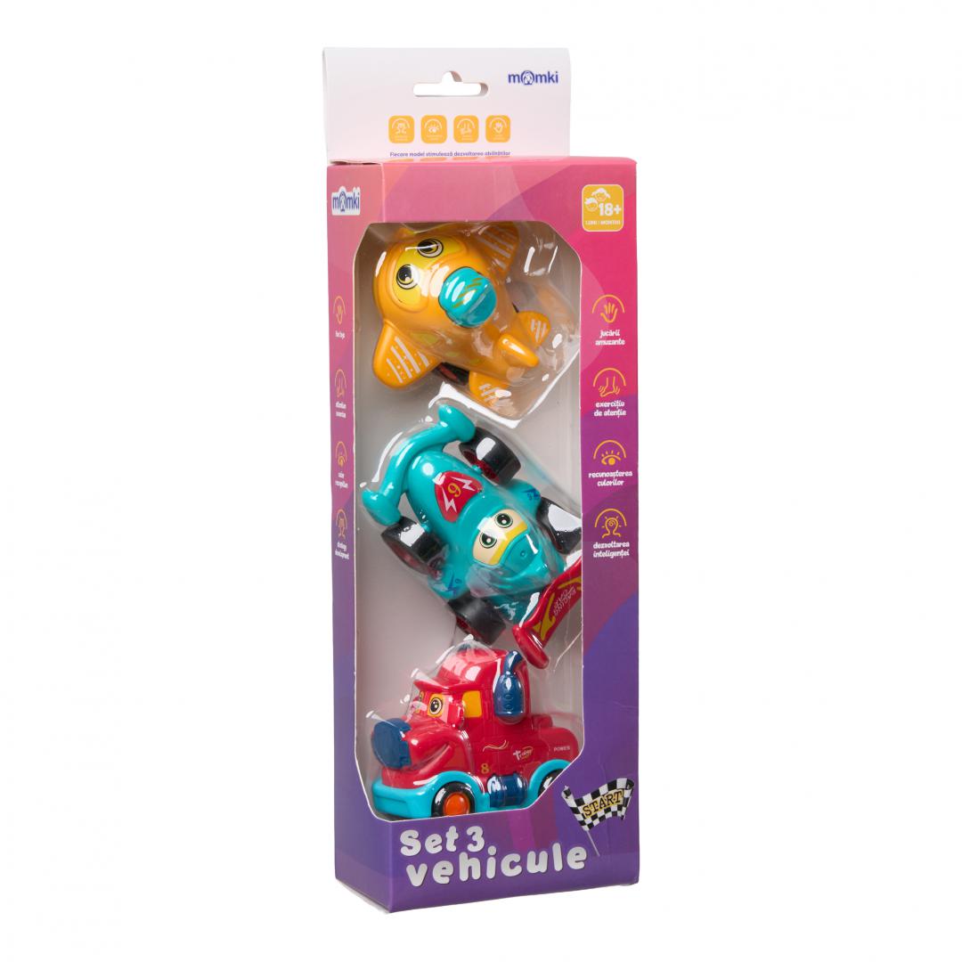 MomKi SET 3 VEHICULE CU CAMION ROSU