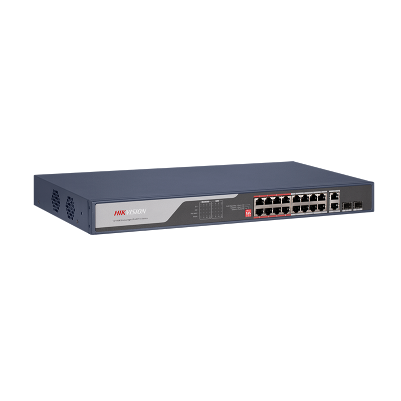16 Port Fast Ethernet Unmanaged POE Switch Hikvision DS-3E0318P-E(C) Intelligent PoE management. Up to 300 m imagine 2