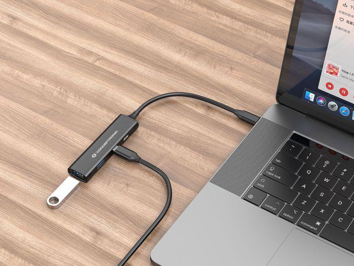 CONCEPTRONIC HUBBIES12B 4-Port USB 3.2 Gen 1 Hub, USB-C x 2, USB-A x 2, Aluminum Case, 24 x 92 x 12 mm
