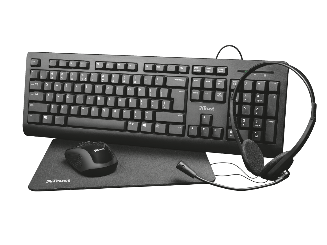 Kt Trust Primo Office cu fir, negru (Kit wireless tastatura si mouse Trust Primo)